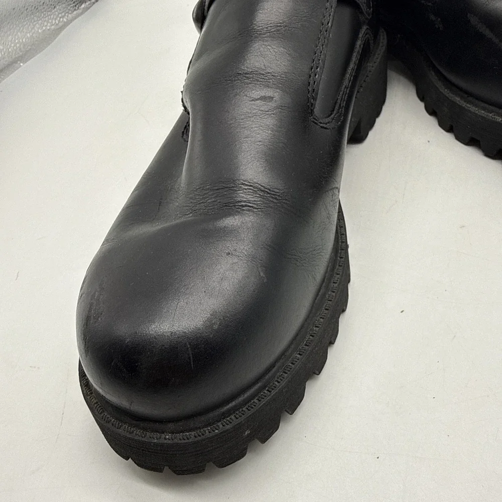 SKECHERS Boot 7.5 Leather Chunky Sole‎ Monk Strap Grunge Goth Cyberpunk Y2K